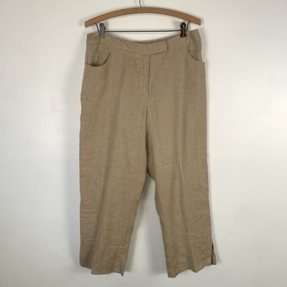 Harve Benard Dress Pants Womens 10 Beige Linen Capri Lined Straight
